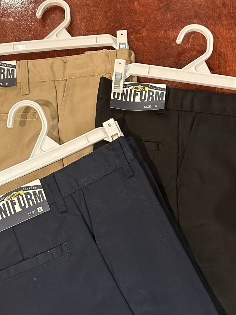 Hackies School Uniform Pants Boys Size 6 Lot of 3 Khaki Black Navy Blue New